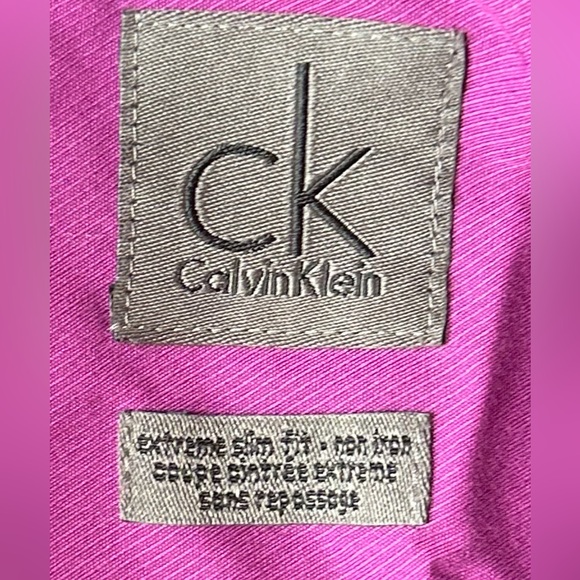 CK mens button up collar dress shirt formal button sleeve extreme slim no iron - Picture 2 of 7